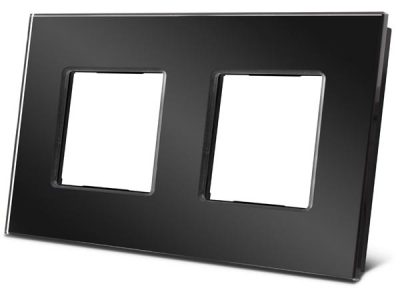 Velbus dubbelvoudige glazen kader voor Bticino® Livinglight (ZWART) VMBGP2SB